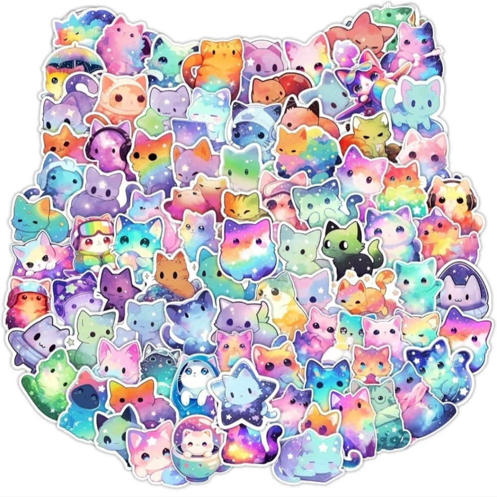 100 pc Colorful Cat Stickers Set